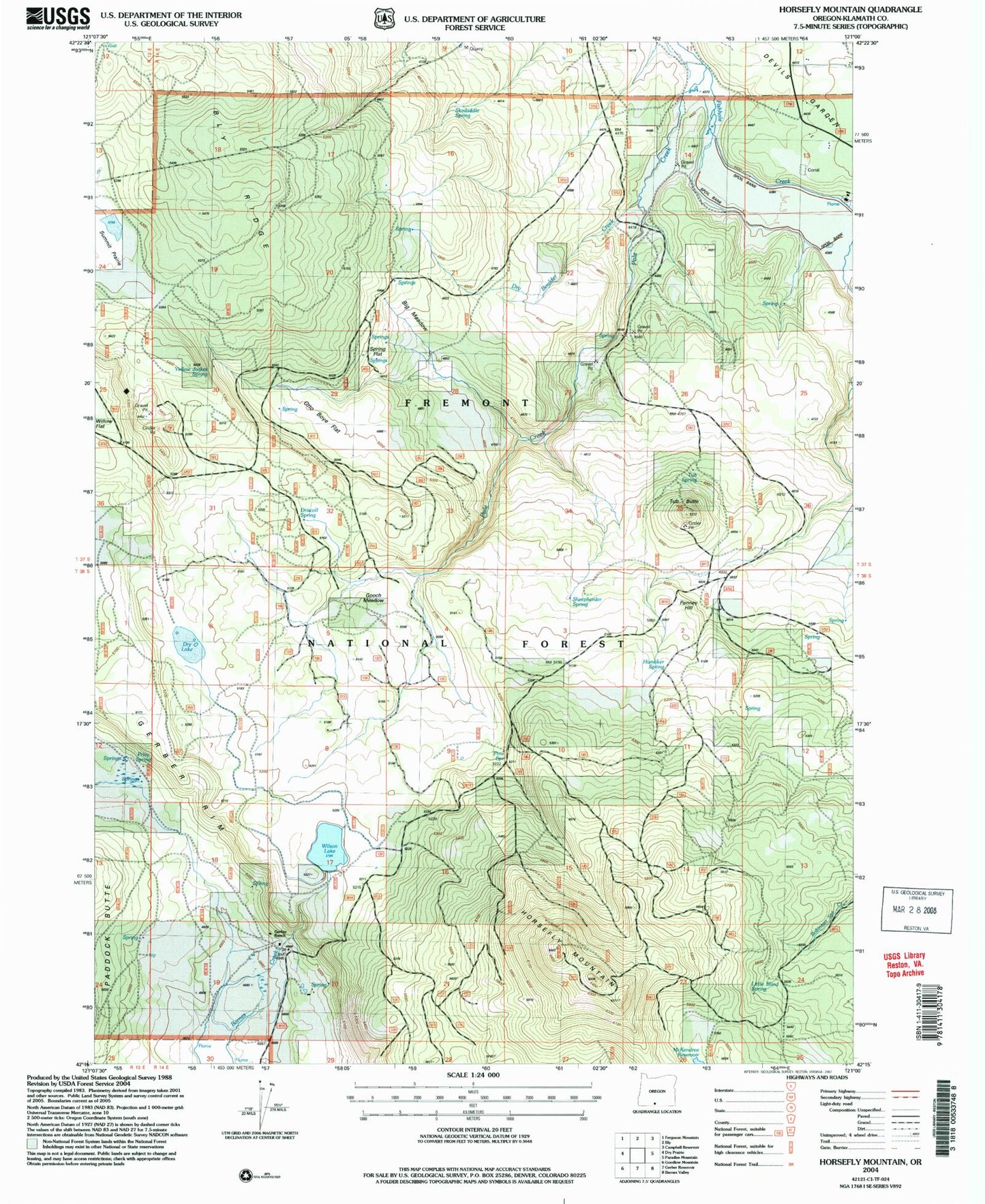 Classic USGS Horsefly Mountain Oregon 7.5'x7.5' Topo Map Image
