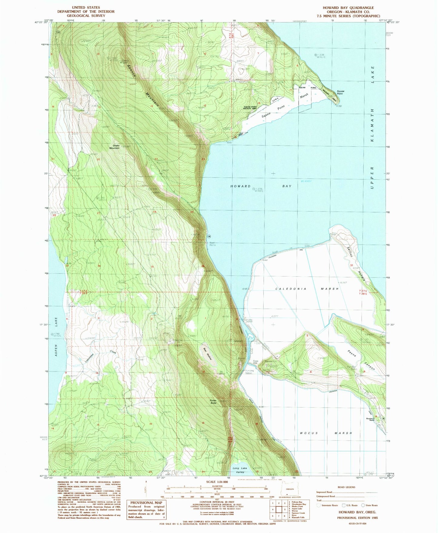 Classic USGS Howard Bay Oregon 7.5'x7.5' Topo Map Image