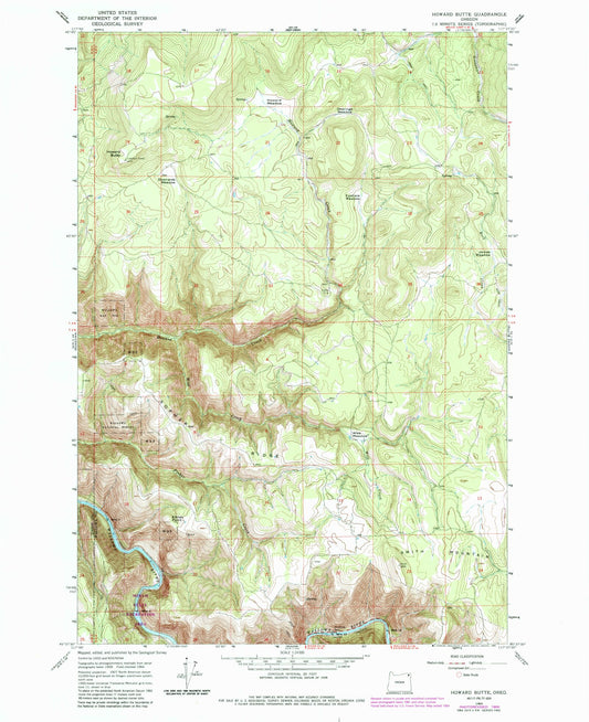 Classic USGS Howard Butte Oregon 7.5'x7.5' Topo Map Image