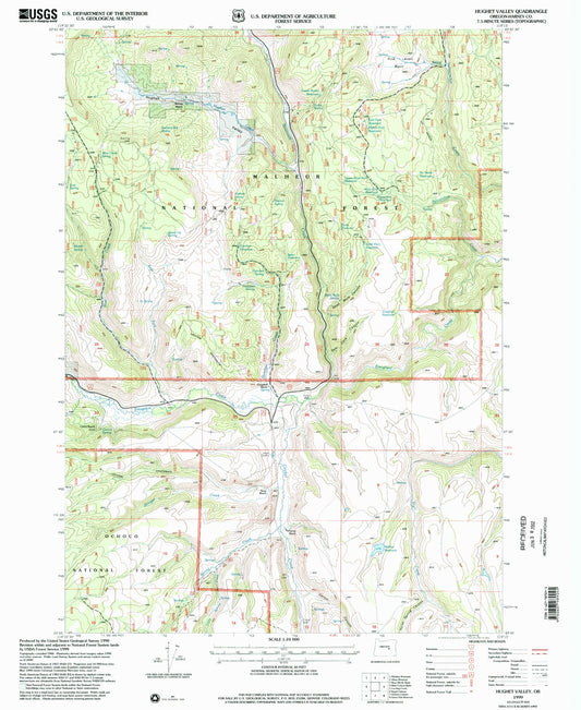 Classic USGS Hughet Valley Oregon 7.5'x7.5' Topo Map Image