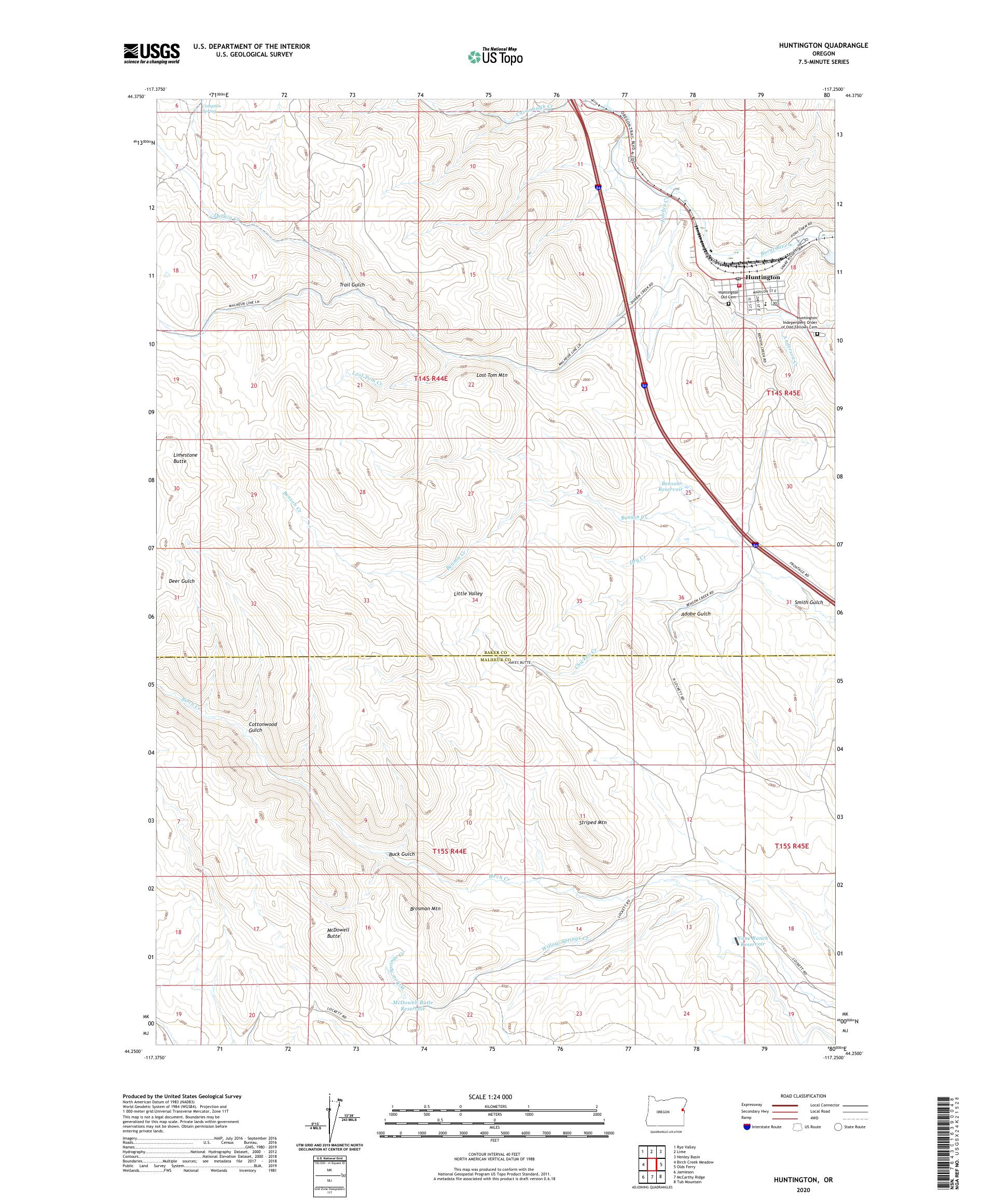 Huntington Oregon US Topo Map – MyTopo Map Store