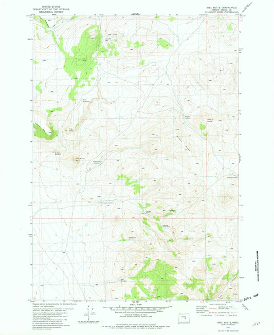 Classic USGS Ibex Butte Oregon 7.5'x7.5' Topo Map Image