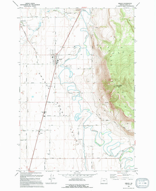 Classic USGS Imbler Oregon 7.5'x7.5' Topo Map Image