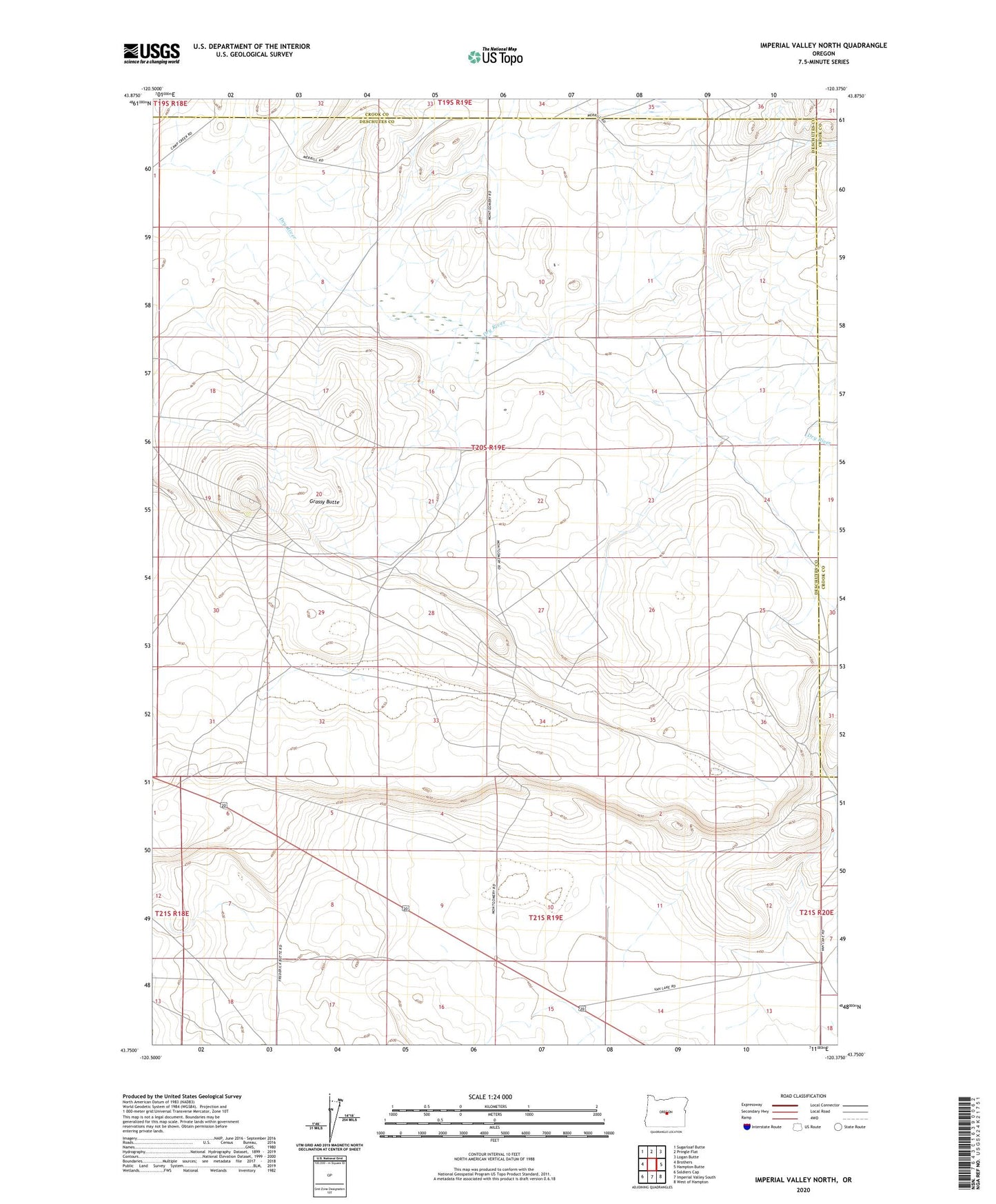 Imperial Valley North Oregon US Topo Map Image
