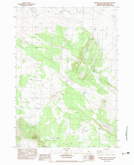 Classic USGS Imperial Valley South Oregon 7.5'x7.5' Topo Map Image