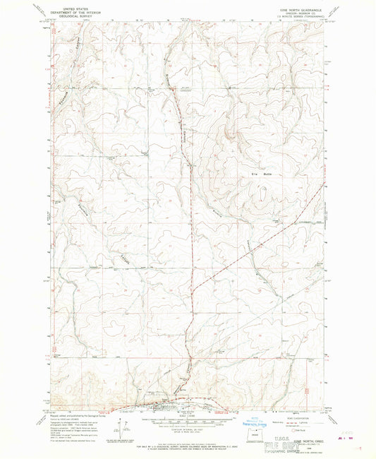 Classic USGS Ione North Oregon 7.5'x7.5' Topo Map Image