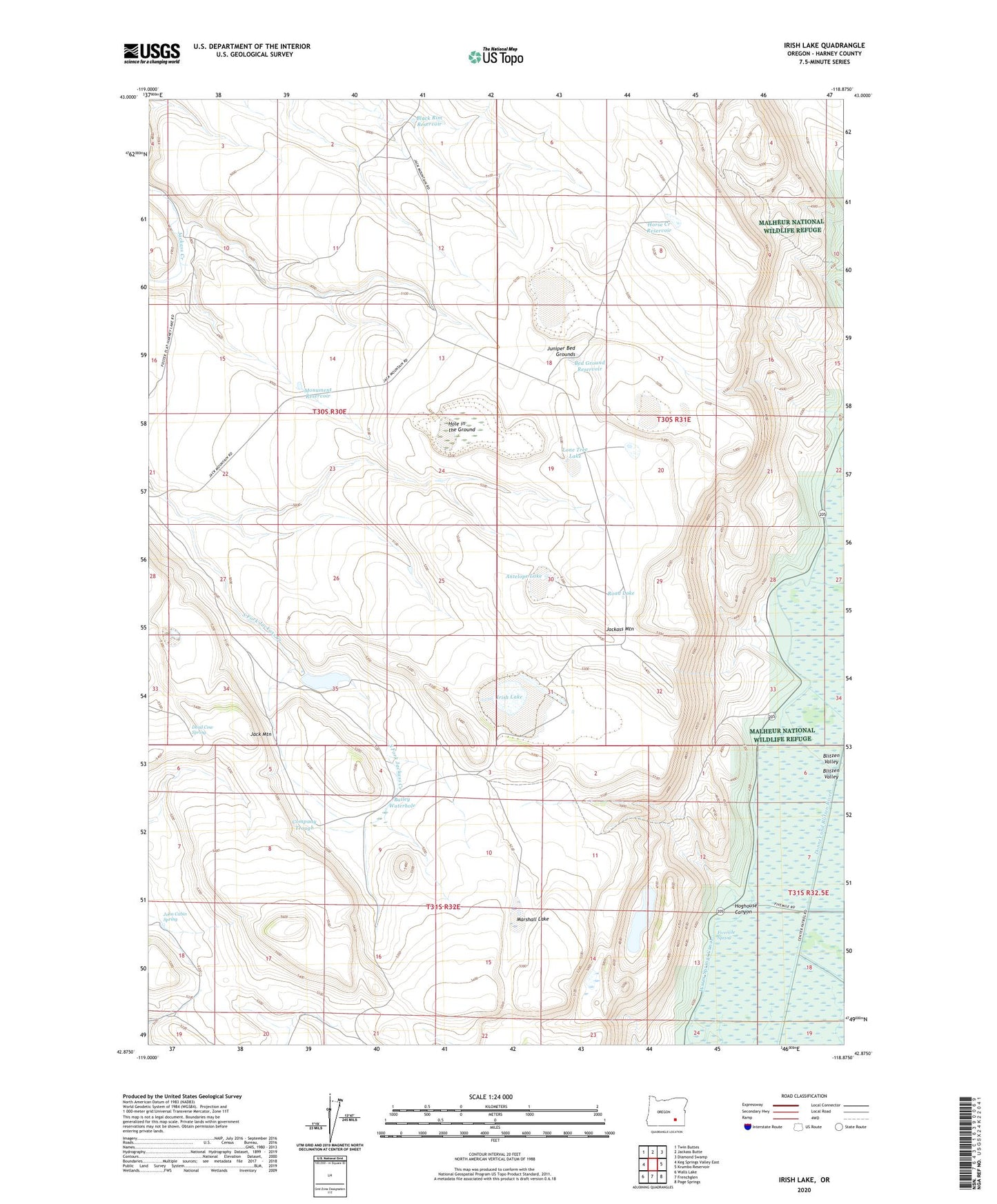 Irish Lake Oregon US Topo Map Image