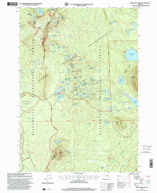 Classic USGS Irish Mountain Oregon 7.5'x7.5' Topo Map Image