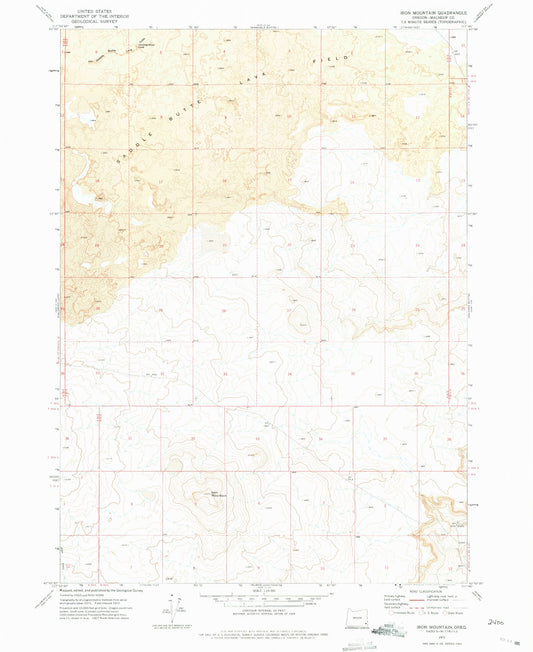 Classic USGS Iron Mountain Oregon 7.5'x7.5' Topo Map Image