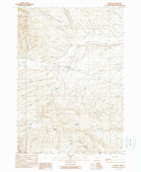 Classic USGS Ironside Oregon 7.5'x7.5' Topo Map Image