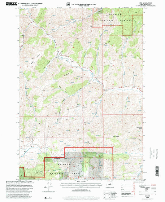 Classic USGS Izee Oregon 7.5'x7.5' Topo Map Image