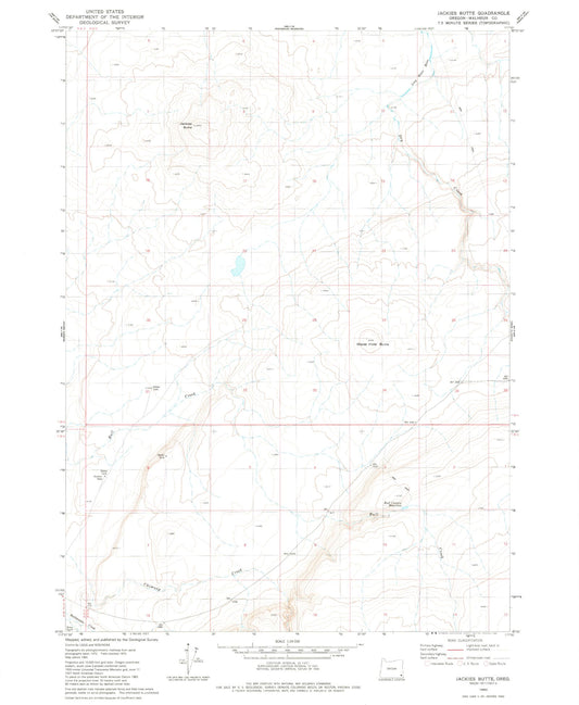 Classic USGS Jackies Butte Oregon 7.5'x7.5' Topo Map Image