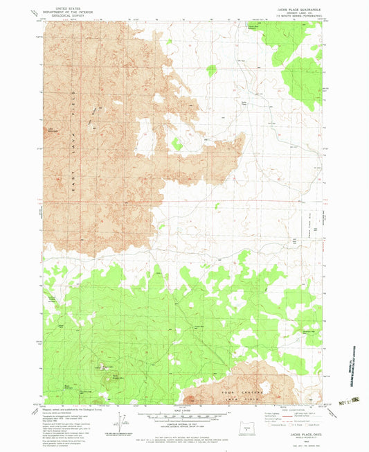 Classic USGS Jacks Place Oregon 7.5'x7.5' Topo Map Image