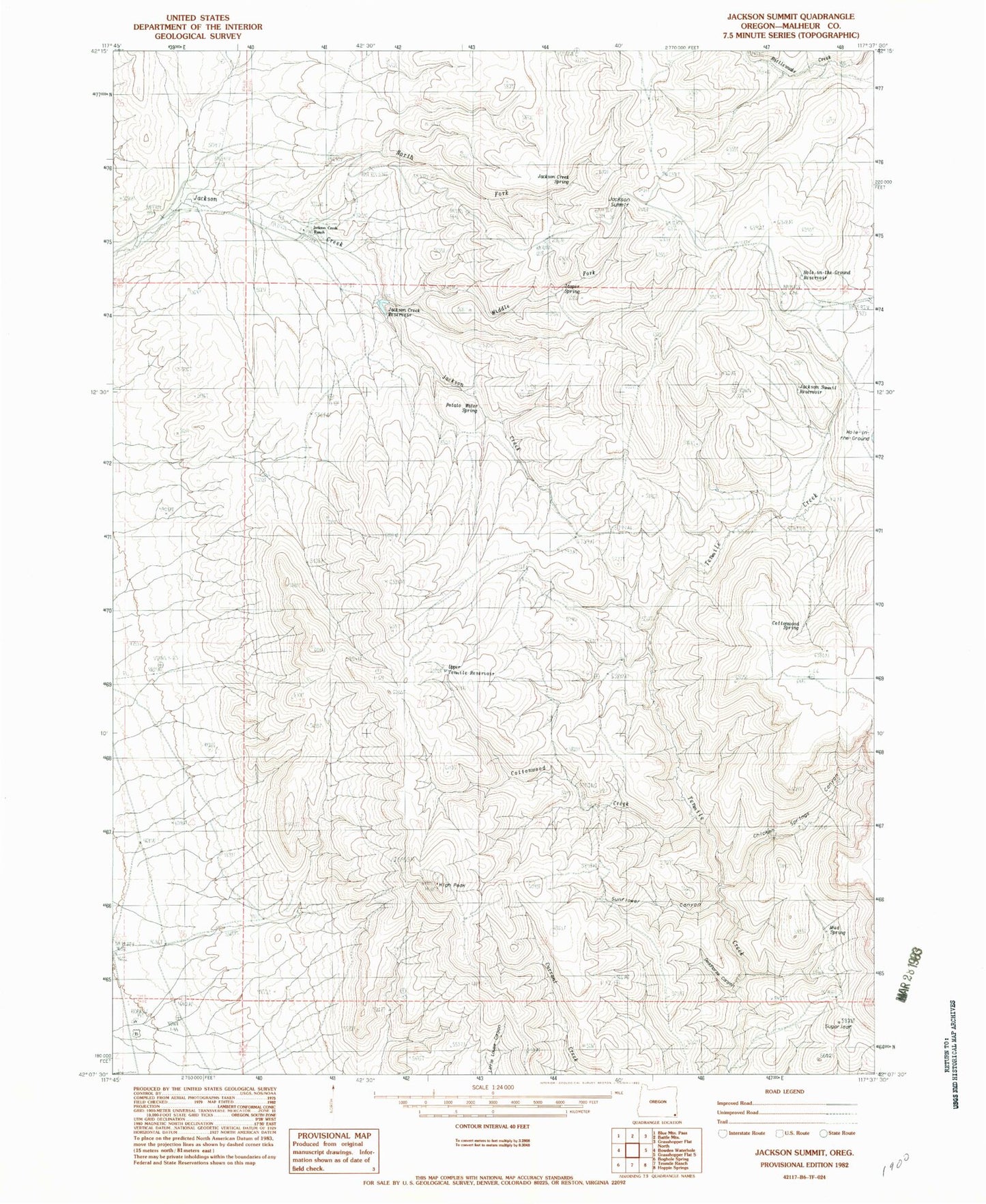 Classic USGS Jackson Summit Oregon 7.5'x7.5' Topo Map Image