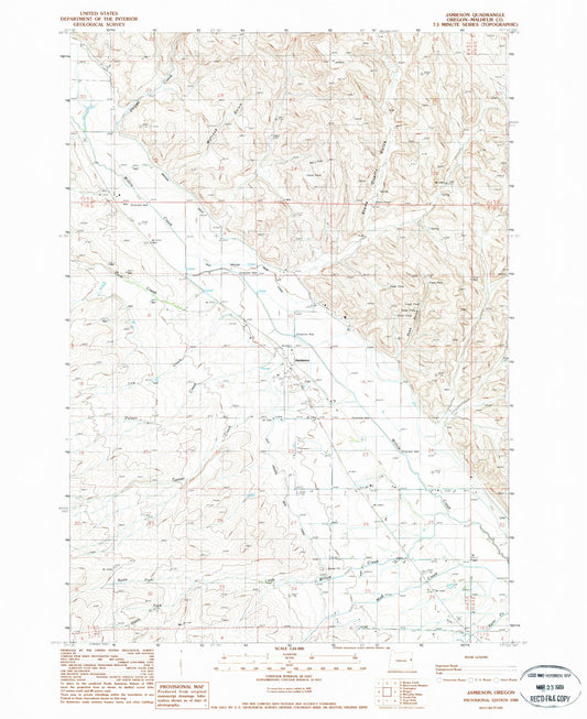 Classic USGS Jamieson Oregon 7.5'x7.5' Topo Map Image