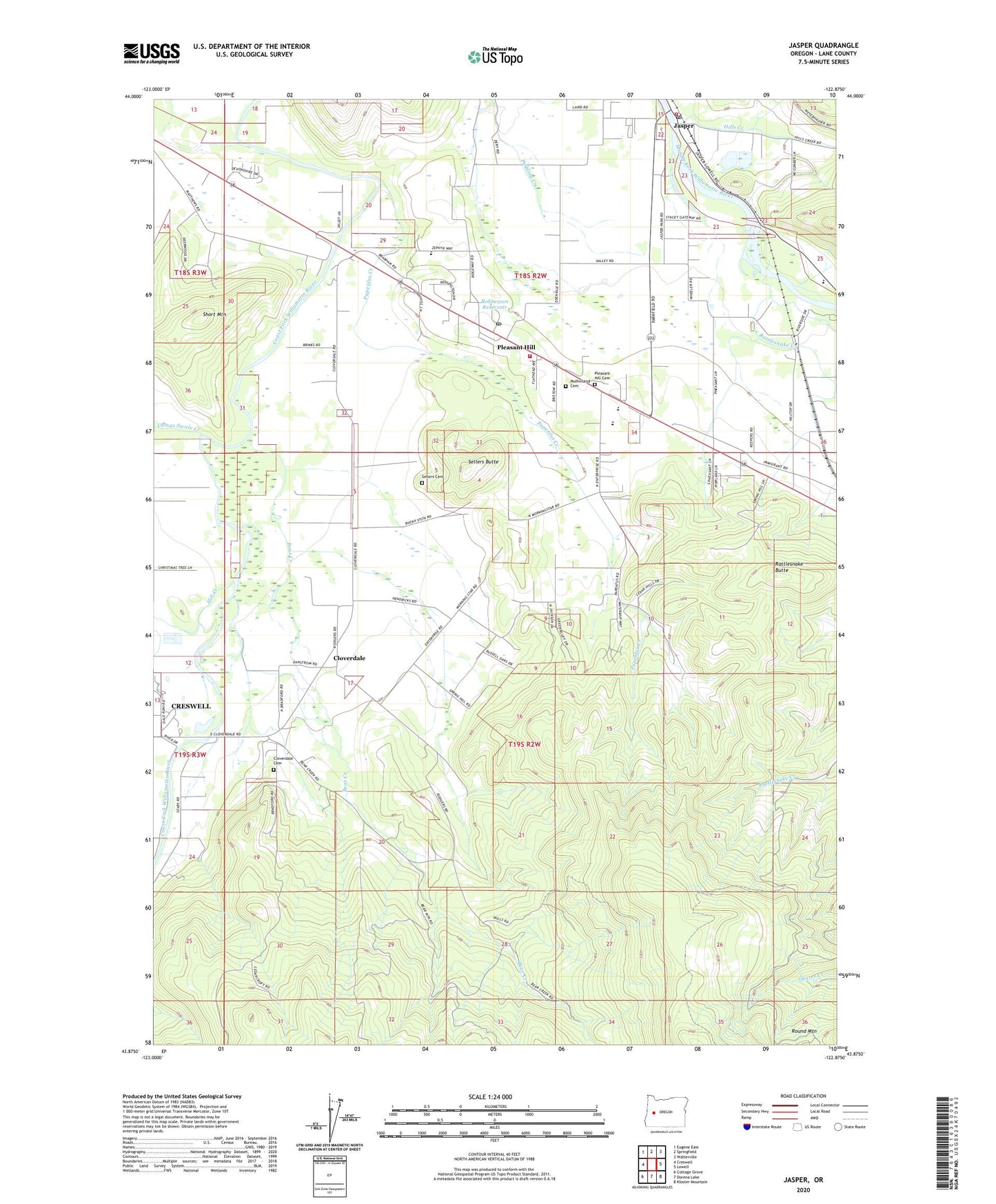 Jasper Oregon US Topo Map Image