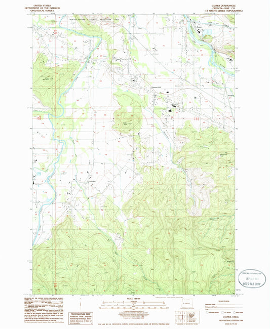 Classic USGS Jasper Oregon 7.5'x7.5' Topo Map Image