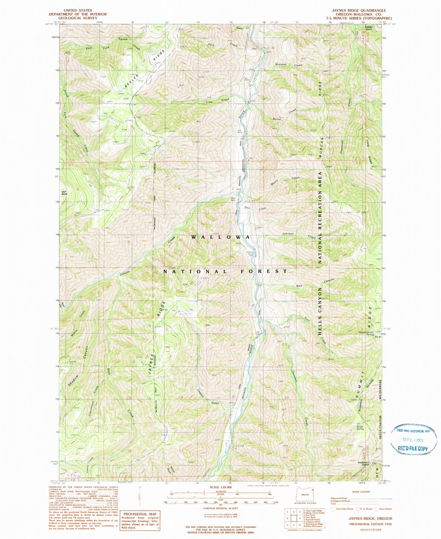 Classic USGS Jaynes Ridge Oregon 7.5'x7.5' Topo Map Image