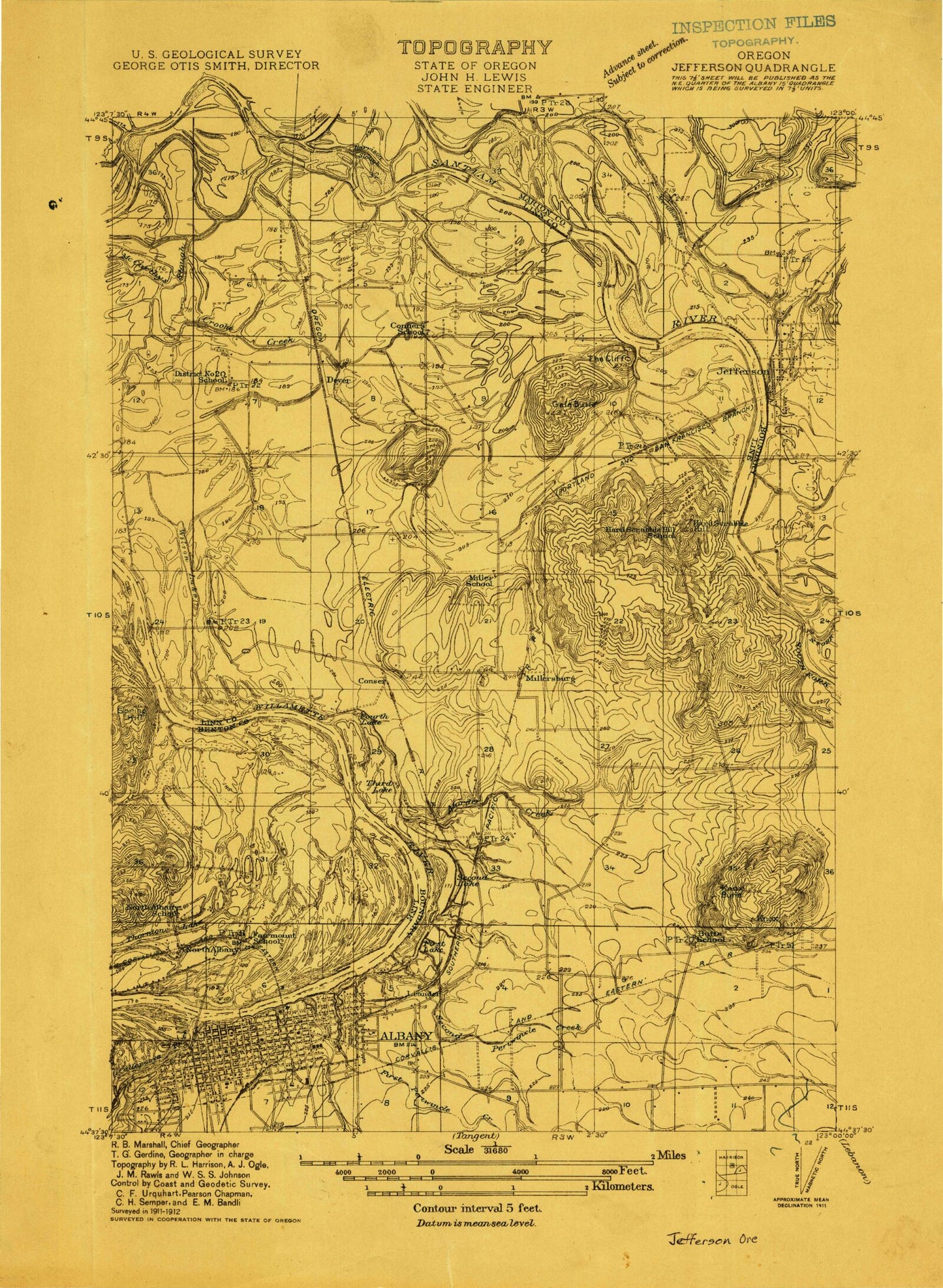 Classic USGS Albany Oregon 7.5'x7.5' Topo Map Image