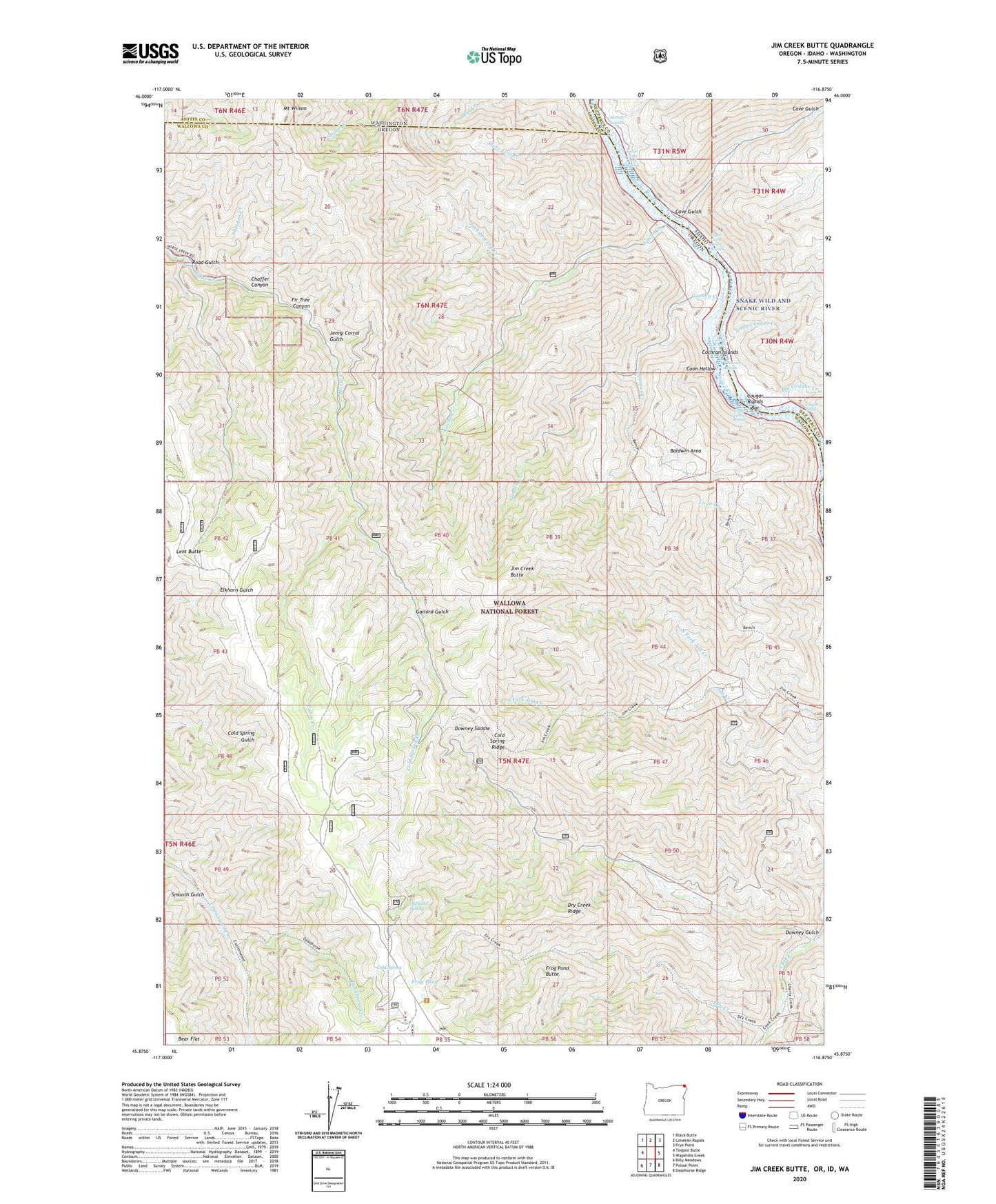 Jim Creek Butte Oregon US Topo Map Image