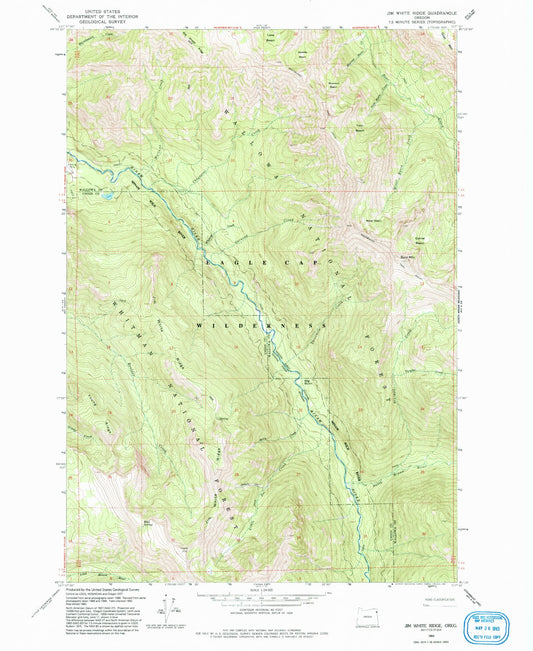 Classic USGS Jim White Ridge Oregon 7.5'x7.5' Topo Map Image