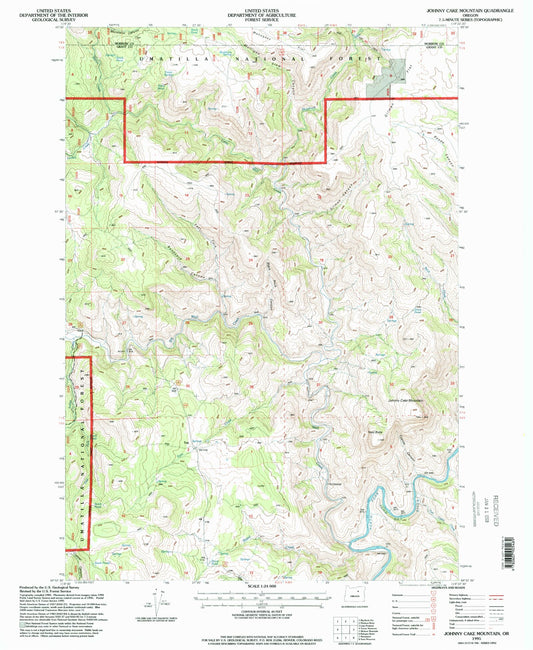 Classic USGS Johnny Cake Mountain Oregon 7.5'x7.5' Topo Map Image