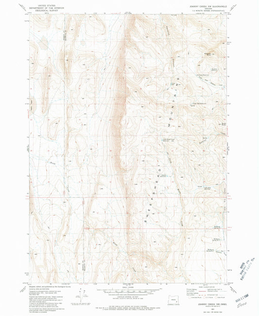 Classic USGS Ryegrass Butte Oregon 7.5'x7.5' Topo Map Image