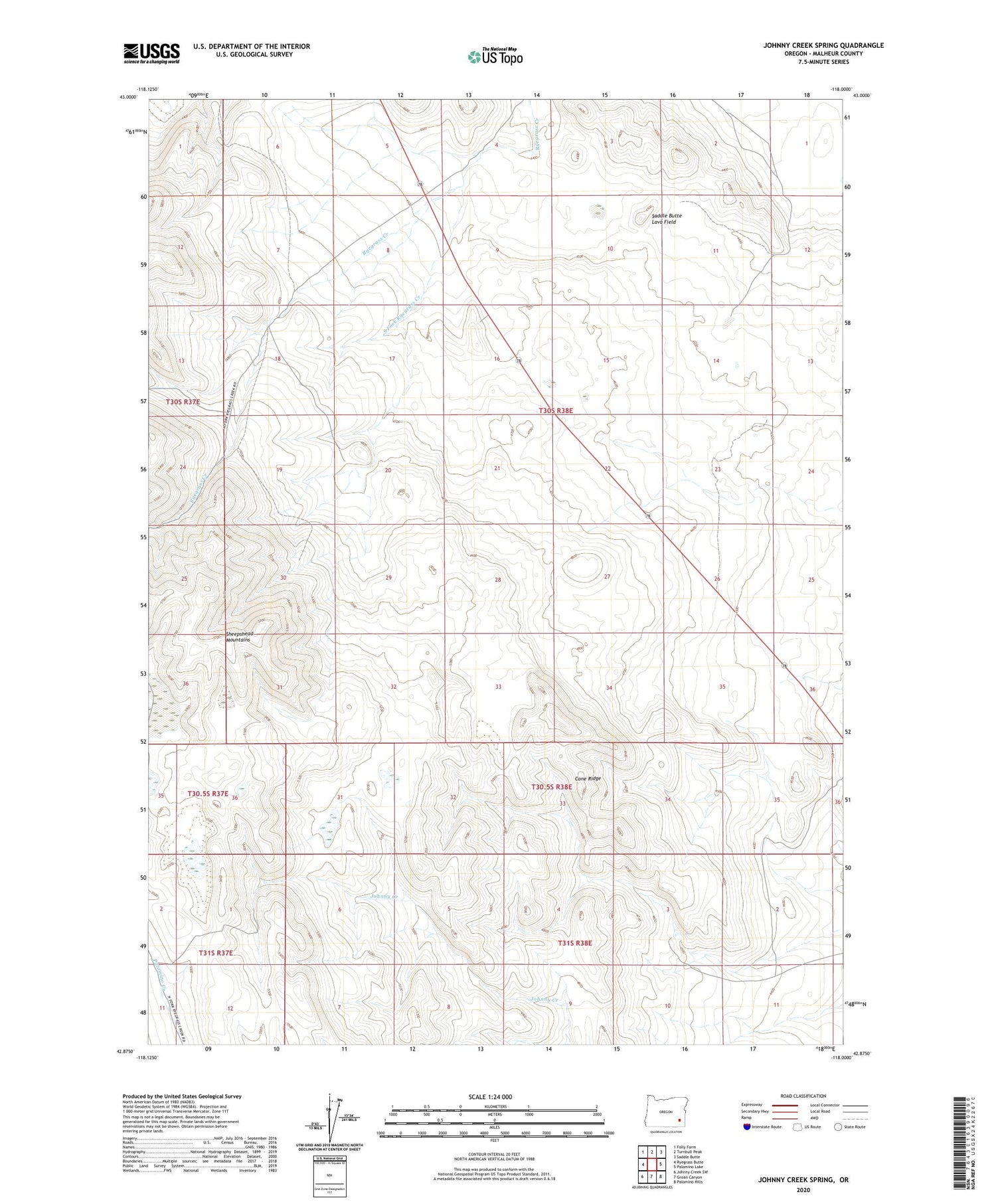 Johnny Creek Spring Oregon US Topo Map Image