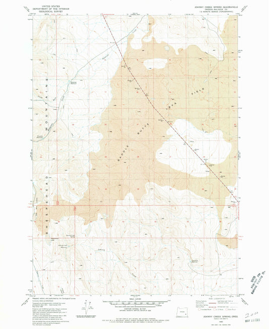 Classic USGS Johnny Creek Spring Oregon 7.5'x7.5' Topo Map Image