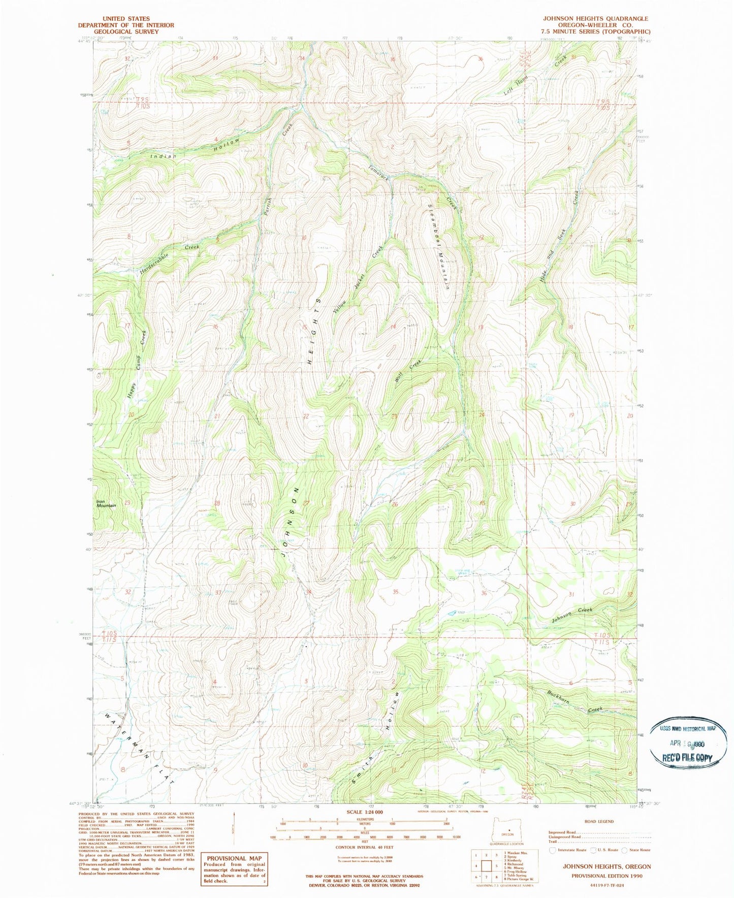 Classic USGS Johnson Heights Oregon 7.5'x7.5' Topo Map Image