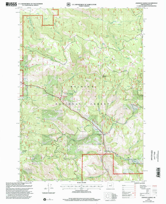 Classic USGS Johnson Saddle Oregon 7.5'x7.5' Topo Map Image