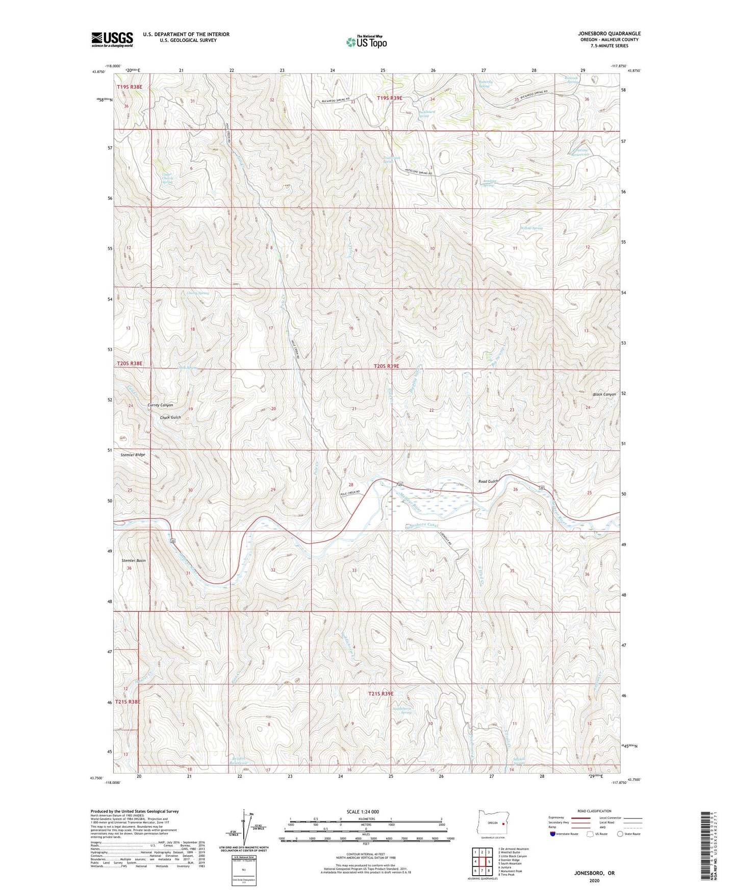 Jonesboro Oregon US Topo Map Image