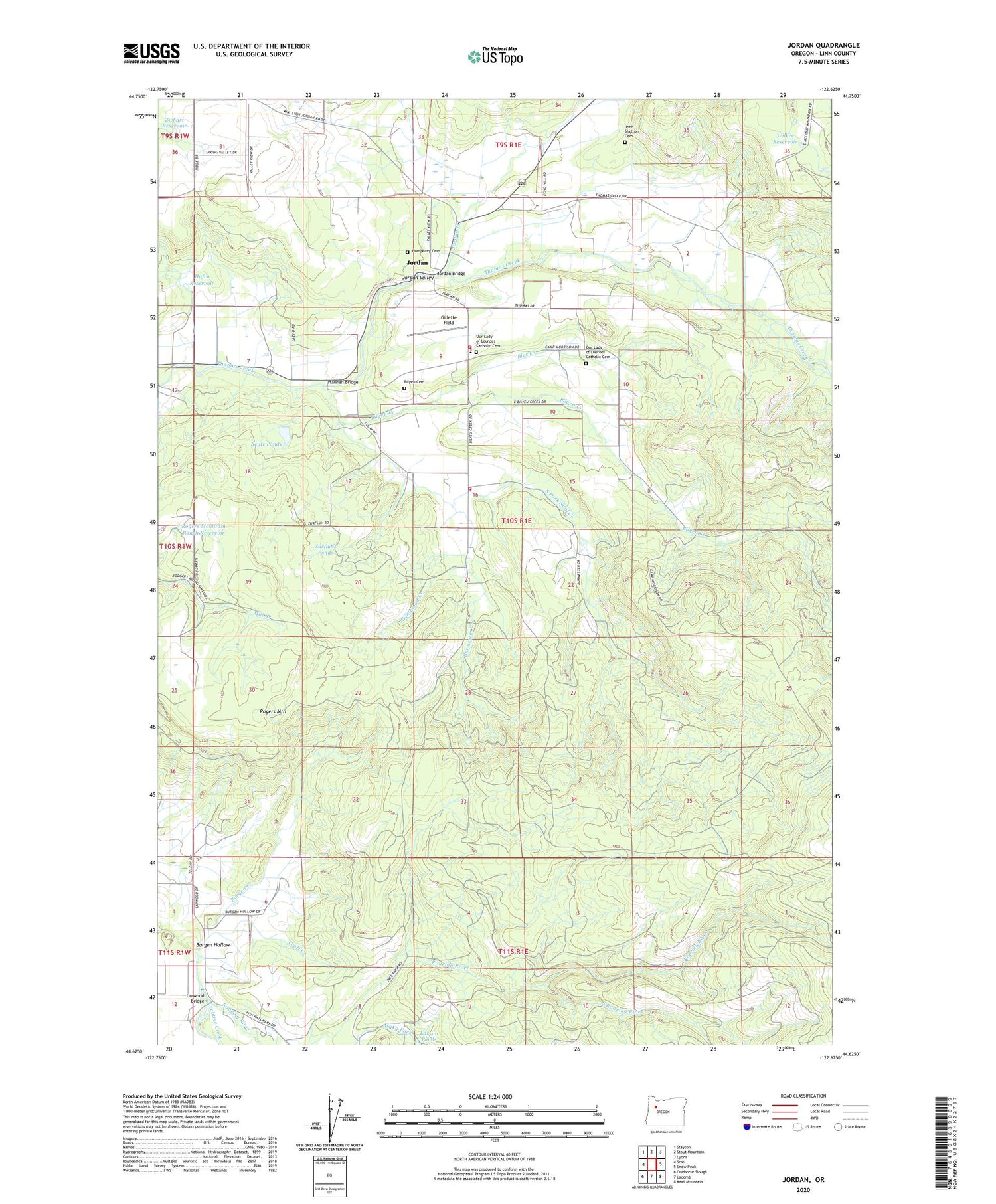 Jordan Oregon US Topo Map Image