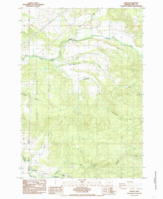 Classic USGS Jordan Oregon 7.5'x7.5' Topo Map Image
