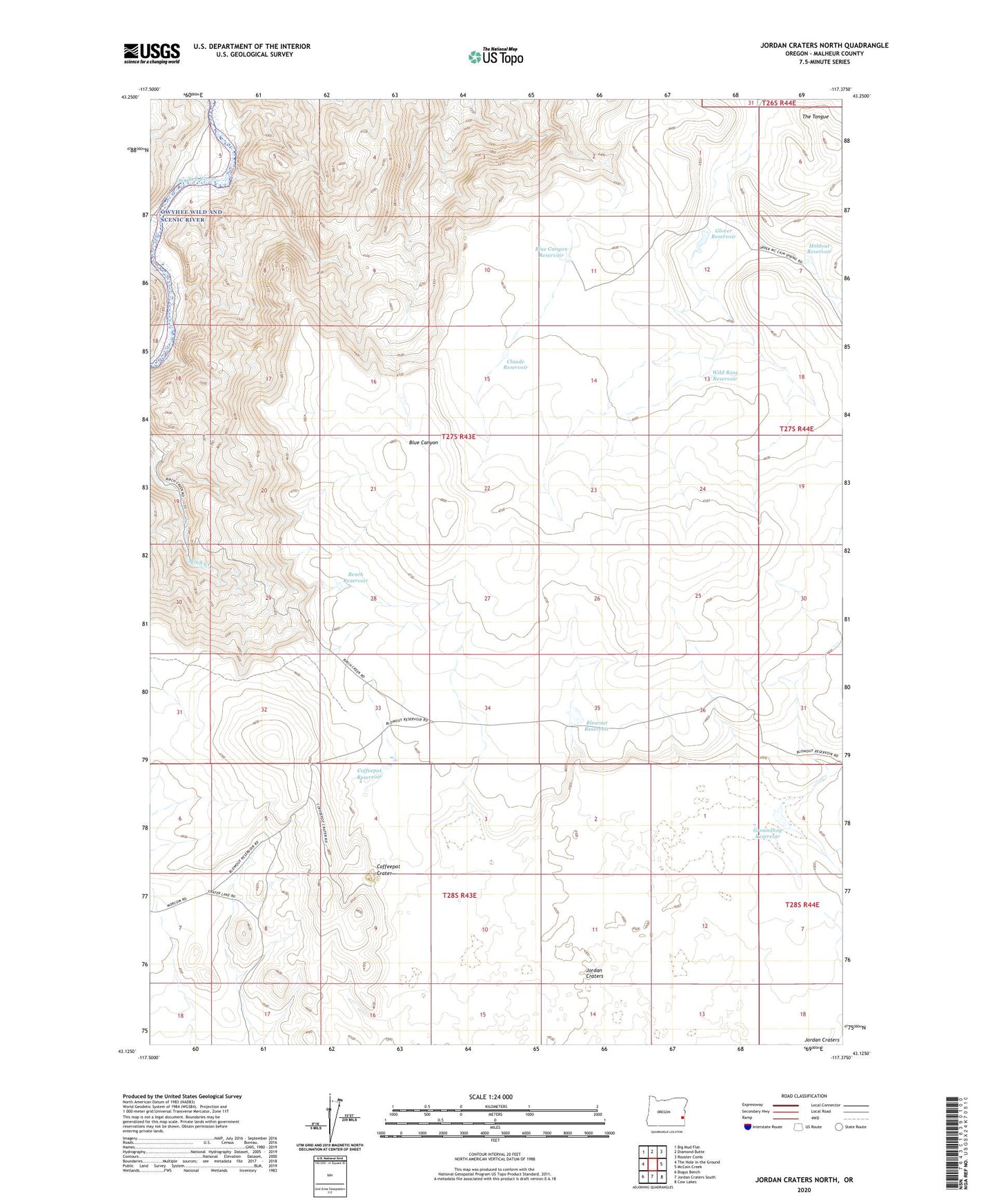 Jordan Craters North Oregon US Topo Map Image