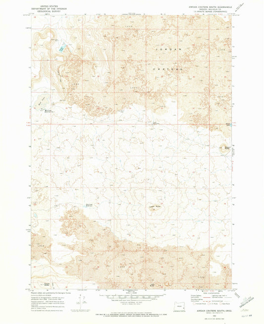 Classic USGS Jordan Craters South Oregon 7.5'x7.5' Topo Map Image