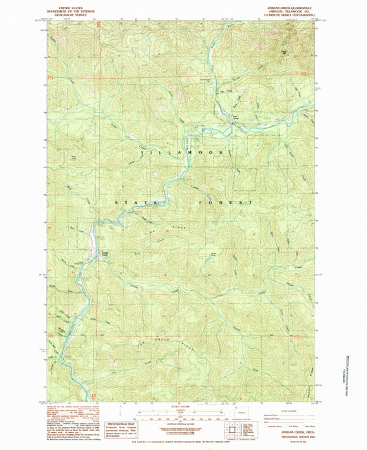 Classic USGS Jordan Creek Oregon 7.5'x7.5' Topo Map Image