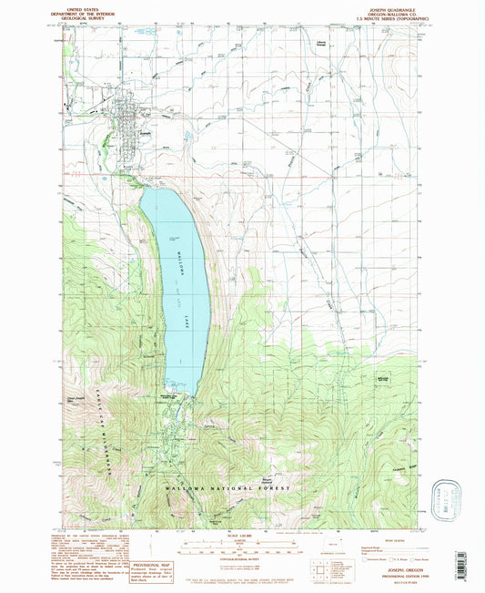 Classic USGS Joseph Oregon 7.5'x7.5' Topo Map Image