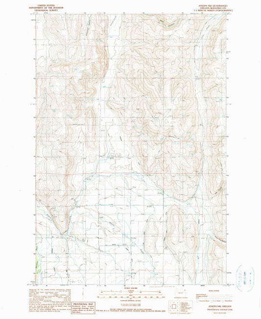 Classic USGS Joseph NW Oregon 7.5'x7.5' Topo Map Image