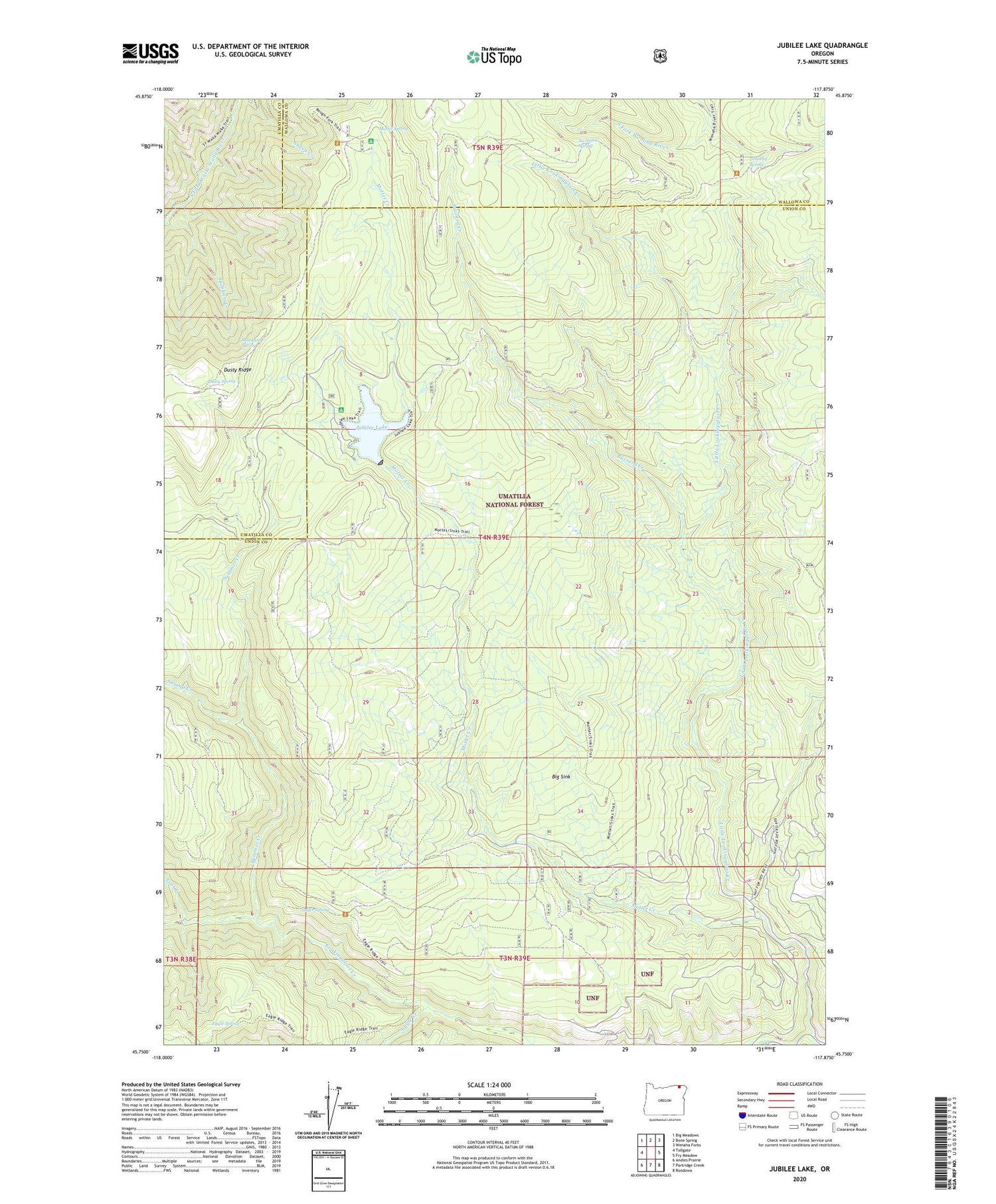 Jubilee Lake Oregon US Topo Map Image