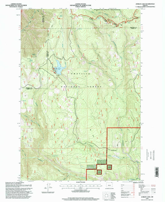 Classic USGS Jubilee Lake Oregon 7.5'x7.5' Topo Map Image