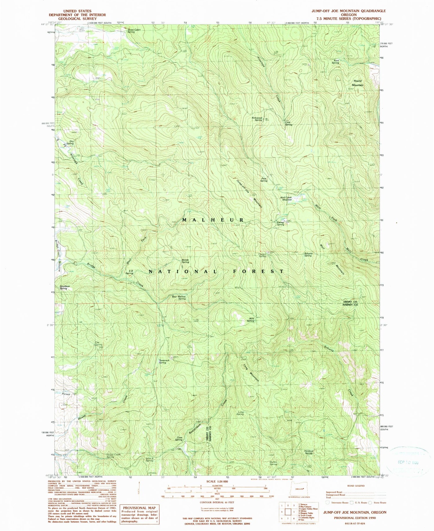 Classic USGS Jump-off Joe Mountain Oregon 7.5'x7.5' Topo Map Image