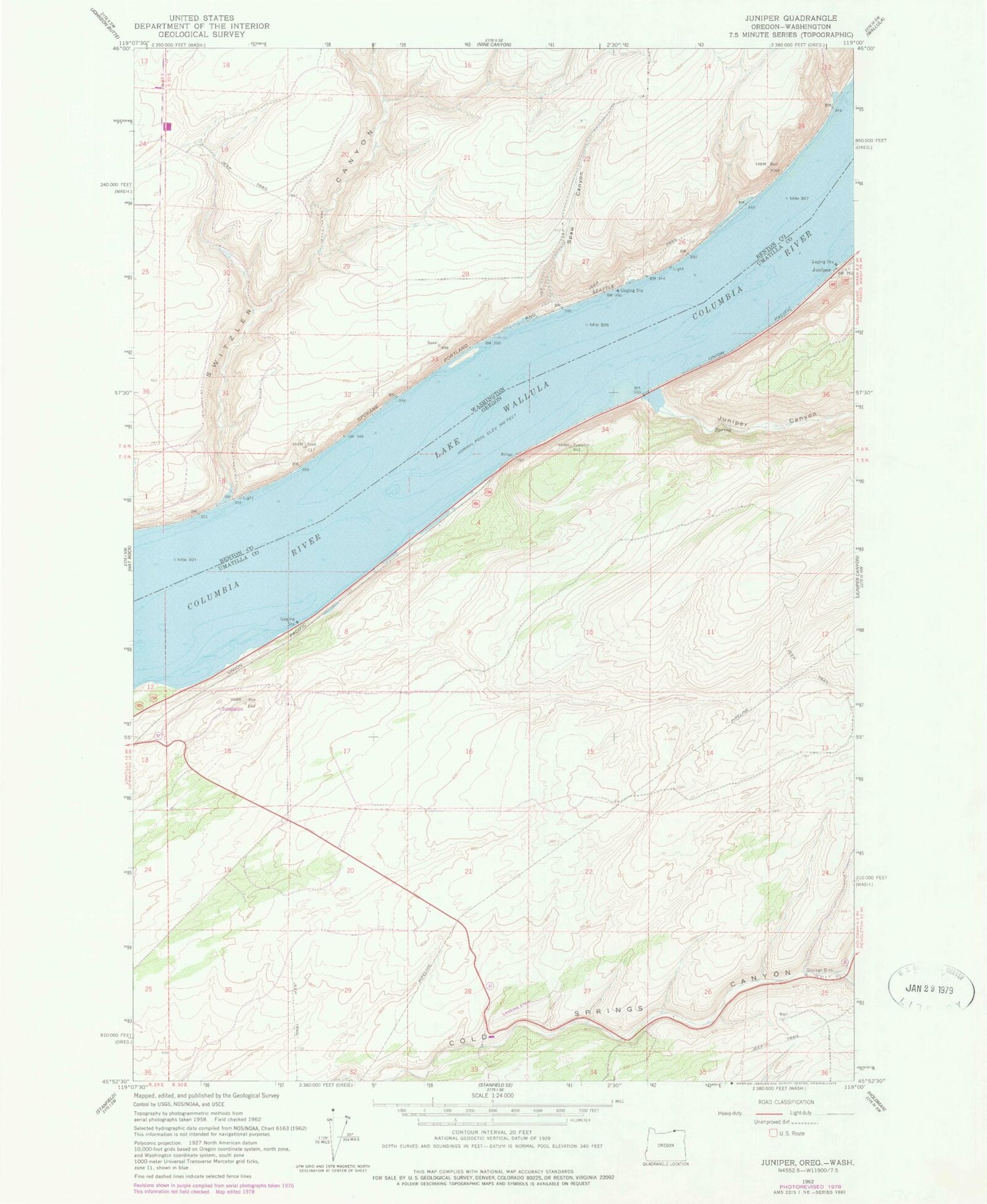 Classic USGS Juniper Oregon 7.5'x7.5' Topo Map Image