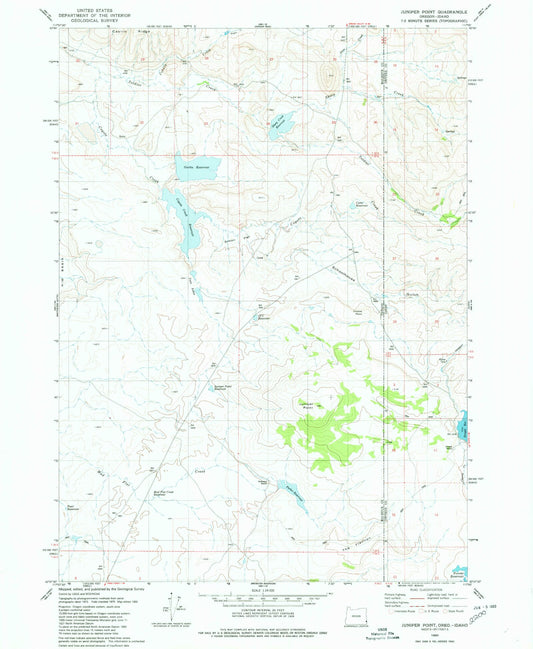 Classic USGS Juniper Point Oregon 7.5'x7.5' Topo Map Image