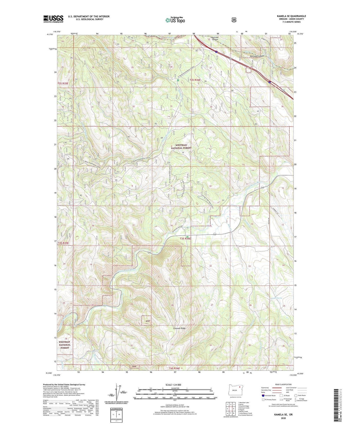 Kamela SE Oregon US Topo Map Image