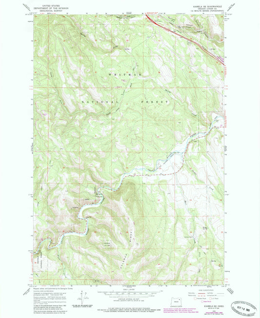 Classic USGS Kamela SE Oregon 7.5'x7.5' Topo Map Image