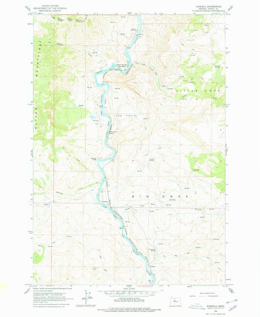 Classic USGS Kaskela Oregon 7.5'x7.5' Topo Map Image