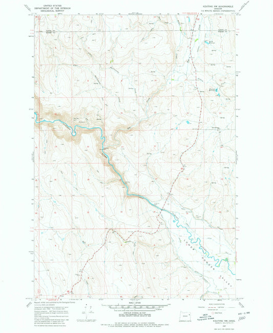 Classic USGS Keating NW Oregon 7.5'x7.5' Topo Map Image