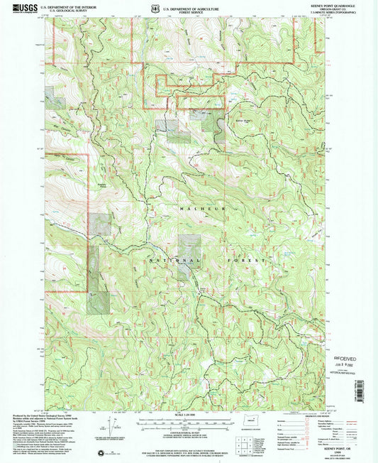 Classic USGS Keeney Point Oregon 7.5'x7.5' Topo Map Image