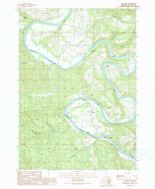 Classic USGS Kellogg Oregon 7.5'x7.5' Topo Map Image